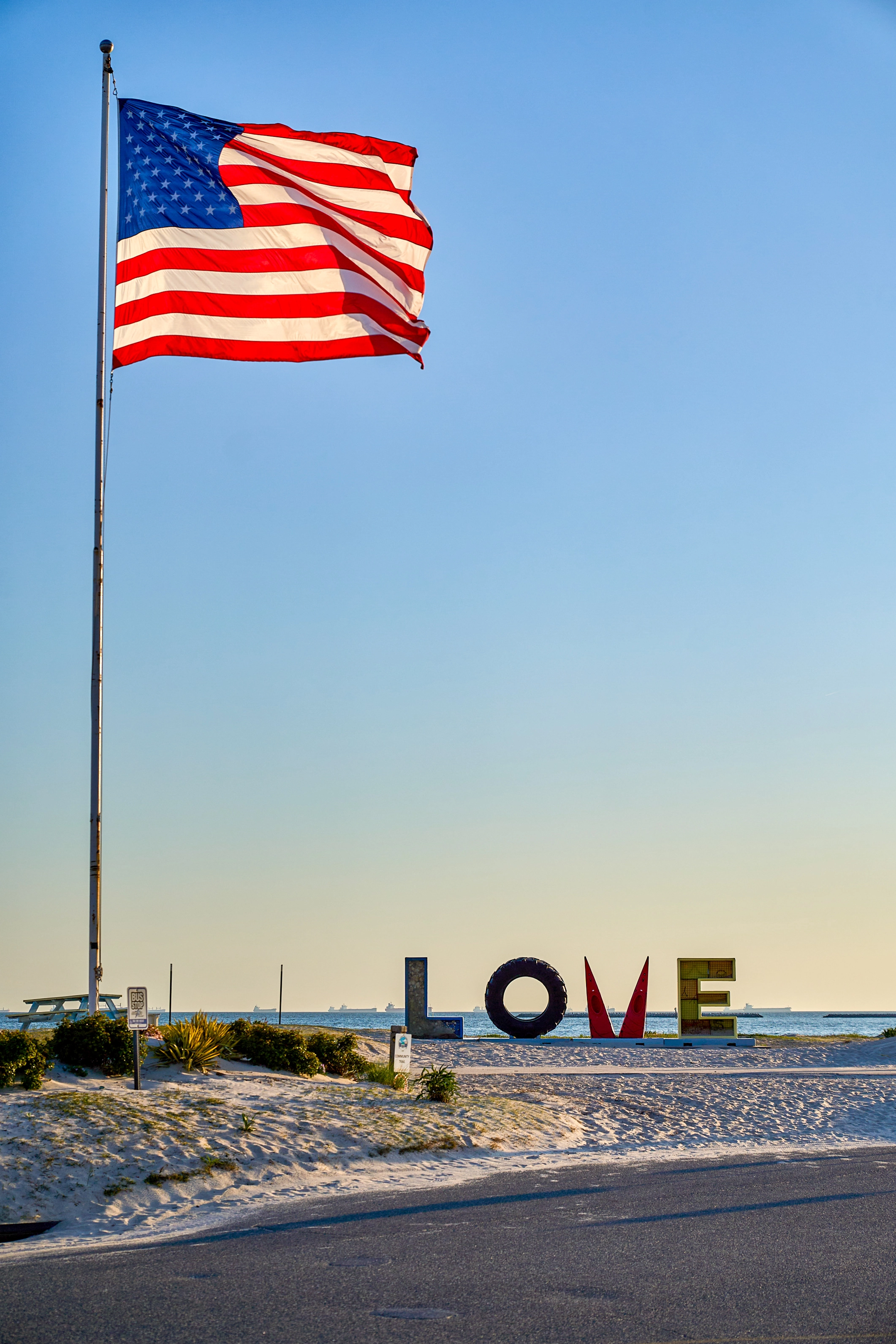 Cape Charles Love Sign and Flag